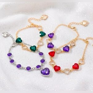 Gold and silver plated crystal heart bracelets choose 1